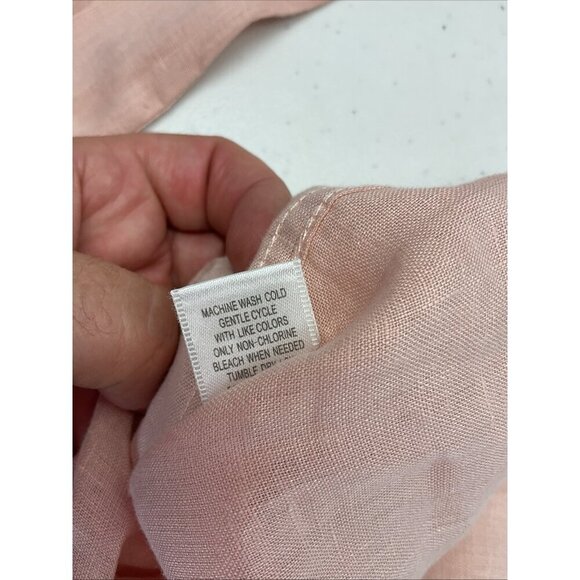 Garnet Hill Womens 100% Linen Long Sleeve Button Up Shirt Pink 16 Preppy - Picture 11 of 12